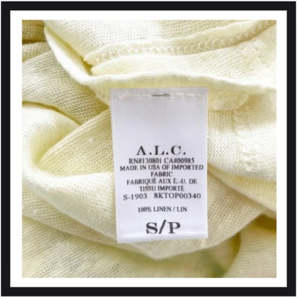 A.L.C. Yellow Linen Cropped Tank Top - Picture 4 of 4